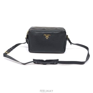 Prada(프라다) 1BH079 블랙 비텔로 피닉스 더블짚 스퀘어 카메라 크로스백