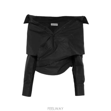 당일배송 발렌시아가 오프숄더 블랙 랩 셔츠