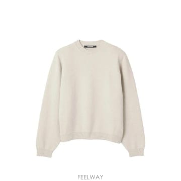 당일배송 쟈크뮈스 크루 넥 골지 트리밍 스웨터