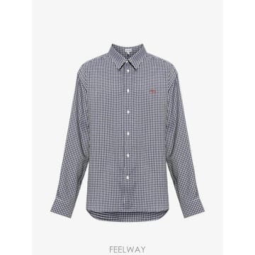 Loewe ���Ϲ�� �ο��� Anagram embroidered gingham check shirt���Ϲ�� �ο��� Anagram embroidered gingham check shir