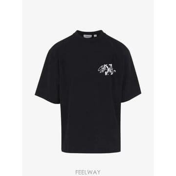 당일배송 오프화이트 로고 프린트 코튼 티셔츠