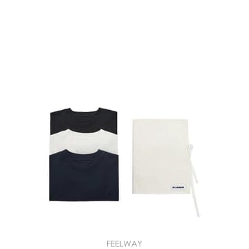 당일배송 질샌더 로고 자수 티셔츠 3팩 세트