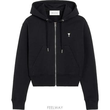 (당일) 26FW 아미 화이트 하트 로고 블랙 여성 후드 집업 FSW801 730 045