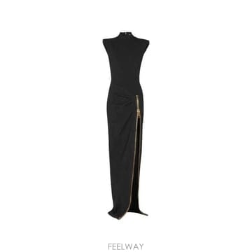26FW 발망 롱 원피스 FF0RP900JL05 0PA NOIR