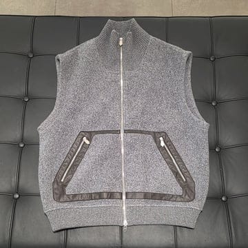 [국내] 정품/두배보상/남성/에르메스 울 캐시미어 램스킨 포켓 디테일 베스트 그리 그레이