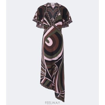 26 FW Pucci Iride Baiadera 크레이프 드 신 실크 미디 드레스 TP582166842