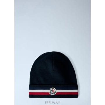 26 FW 몽클레어 남성 Logo Patch Knit Beanie mon0166039blk