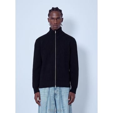 26 FW 메종마르지엘라 남성 골지 지퍼업 가디건 mmm0165003blk