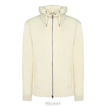 26FW 에르노 울 가디건  더블 slider 프론트 지퍼  탈부착 후드  니트 패브릭  MC000195U7