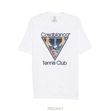 26FW 카사블랑카 화이트 쇼트 슬리브 T 셔츠 With 그래픽 프린트 MAW26JTS00108 TP5819