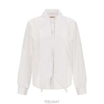 26FW 에르노 화이트 코튼 셔츠 With Lavallire 칼라 CM000069D133431000 TP58