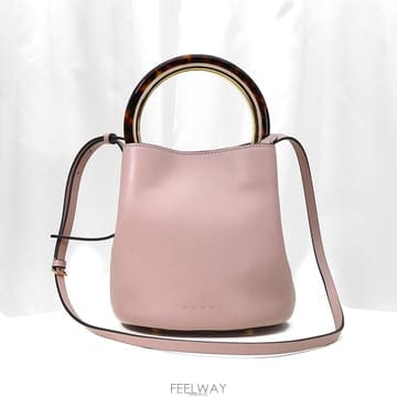 Marni(마르니) SCMPU09NO01 핑크 카프스킨 금장 탑 핸들 PANNIER 패니어 버킷백 2WAY