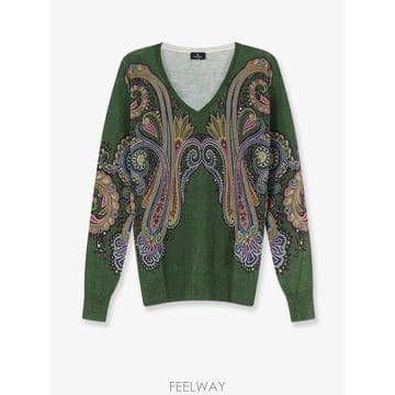 [N85]에트로 WRKE0024 여성 니트 스웨터 가디건 ETRO Silk and cashmere blend