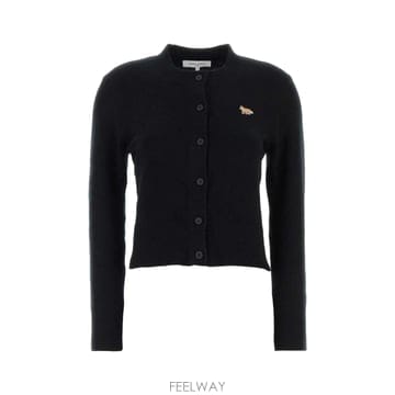 [X45]메종 키츠네 PW00506KT1006 P199 여성 스웨터 니트 가디건 Black wool card