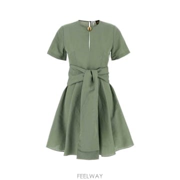25SS 로에베 PAULA S IBIZA Sage 그린 비스코스 블렌드 Paula s Ibiza 드레스 S6