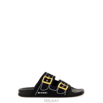 Marni 로고 자수 슬립온 슬라이드 SAMR004902P6395 00N99 TP979808904