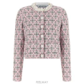 셀프 포트레이트 크롭 플로럴 칼라 가디건 AW26172CP PINK TP979819946