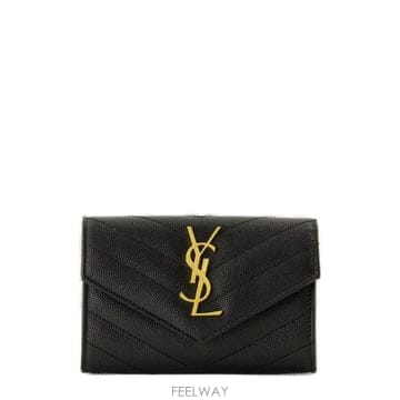 Saint Laurent 로고 플라크 폴드오버 탑 지갑 A0079EBOW01 1000 TP979825758