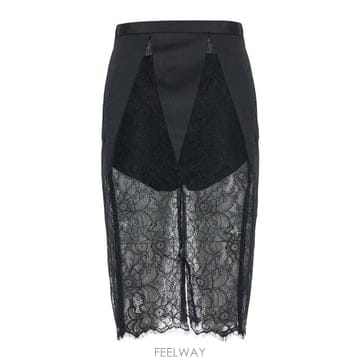 Elisabetta Franchi 레이스 패널 펜슬 스커트 GO21268E2 110 TP979803321