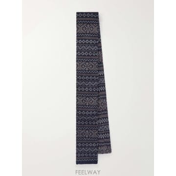 26 FW 브루넬로 쿠치넬리 네이비 6.5cm 페어아일 버진 울 타이 TP582096712
