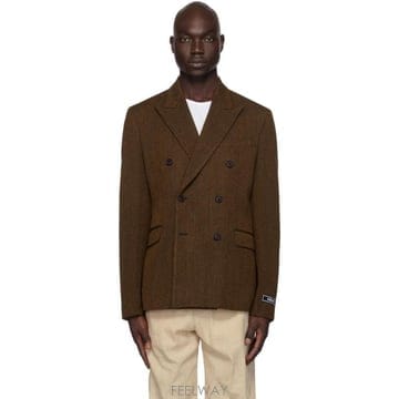 26 FW 베르사체 브라운 더블 브레스트 블레이저 232404M195009