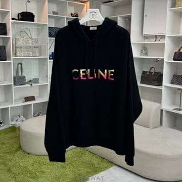 셀린느 리브드 울 레인보우 니트 후드티