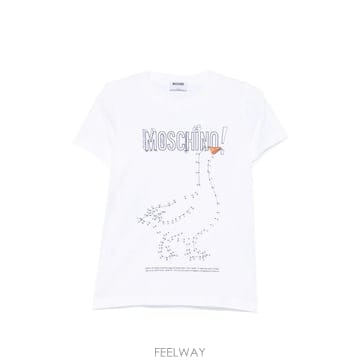 26 FW 모스키노 구스 프린트 반소매 티셔츠 J07195541 TP456390542