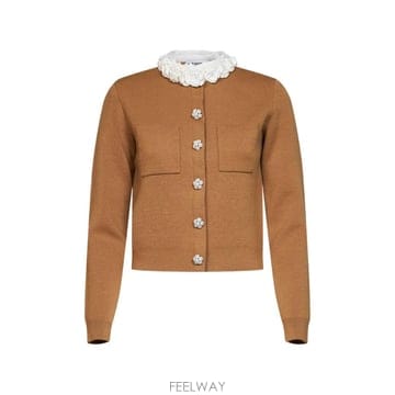 26 FW 셀프포트레이트 장식 러플 칼라 가디건 094CABRBROWN TP457696674