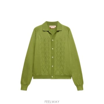 26 FW 마르니 그린 테크노 니트 폴로 칼라 가디건 CDMG0195A0UFN100 TP455630067
