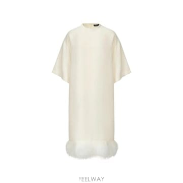26 FW 파비아나필리피 페더 트리밍 반소매 미디 드레스 ABD226F586M4250000 TP4591711