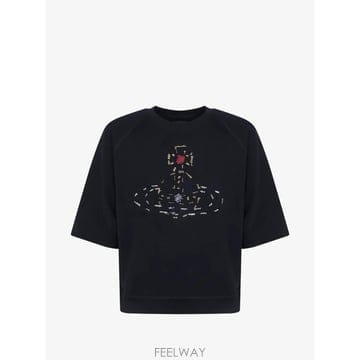 26 FW 비비안웨스트우드 구체 자수 래글런 소매 티셔츠 3I01001BJ00AS TP459313557