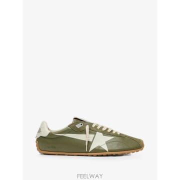 26 FW Golden Goose 마라톤 스피드 인 올리브 그린 레더 크림 스타 스니커즈 GMF00892F0