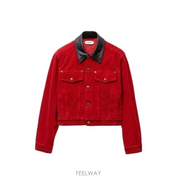 26 FW 베르사체 코듀로이 레더 칼라 재킷 10267651A19167 TP457769046