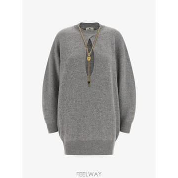26 FW Elisabetta Franchi 체인 장식 울 미니 드레스 AM23T66E2 TP45750174