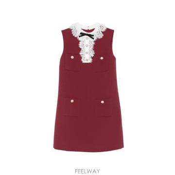 26 FW 셀프포트레이트 레이스 트리밍 보우 디테일 드레스 PF26001SB TP454559289