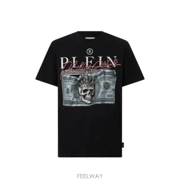 26 FW 필립플레인 라인스톤 장식 스컬 프린트 티셔츠 FAFCMTK9128PJY002N TP45748491