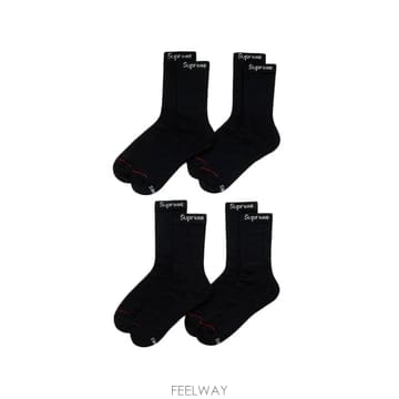 26 FW 슈프림 x Hanes logo print cotton socks  set of four  SU20