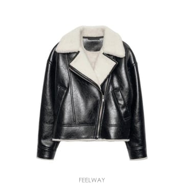 STAND STUDIO 26 FW ���ĵ� ��Ʃ��� Pica faux shearling trim biker jacket 667669426 FW ���ĵ� ��Ʃ��� Pica faux shearling trim biker j