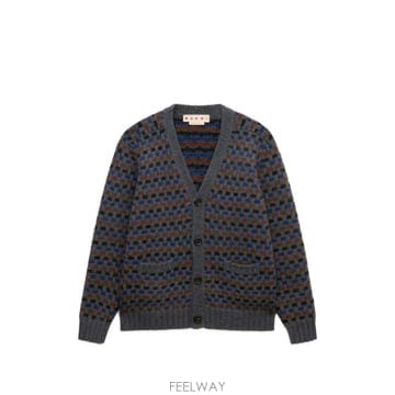 26 FW 마르니 그레이 앤 블루 셰틀랜드 울 자카드 가디건 CDMG0192Q0UFZ413 TP4554334