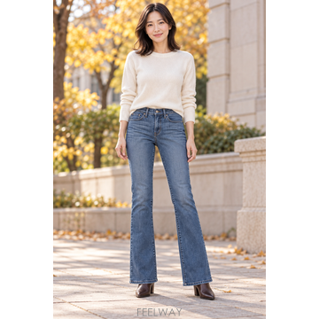 리바이스 315 여성66 중청 스판 부츠컷 청바지