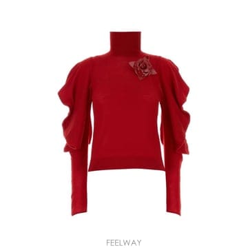 Blumarine 26 FW ���縶�� rose detail ruffled sleeve sweater RF6179MA3132M726 FW ���縶�� rose detail ruffled sleeve sweater RF61