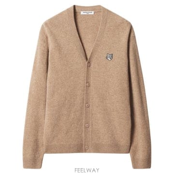 26FW 메종키츠네 폭스 헤드 램스울 컴포트 가디건 PM00502KT1006 0549 GREY