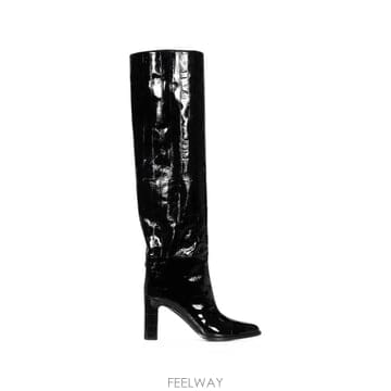 Jimmy Choo 26 FW ������ Caly 85 black shiny eel embossed leather knee high26 FW ������ Caly 85 black shiny eel embossed leather 