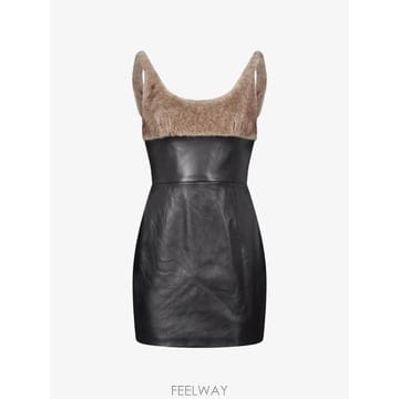 Alexander Wang 26 FW �˷������ leather dress with faux fur bodice 1WC4266068 TP26 FW �˷������ leather dress with faux fur bodice 1W