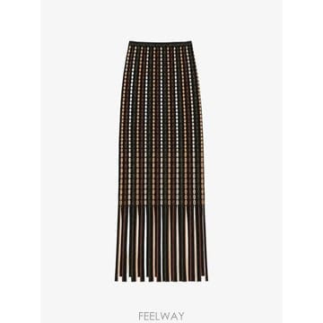 ULLA JOHNSON 26 FW ��� ���� Ineze fringe detail knitted maxi skirt FA26074026 FW ��� ���� Ineze fringe detail knitted maxi skirt
