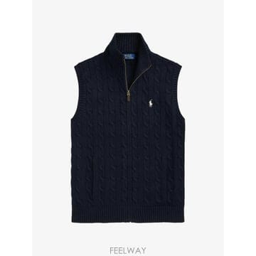 26 FW 폴로 랄프로렌 케이블 니트 민소매 집업 가디건 710B23522003 TP457460599