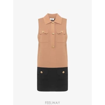 26 FW Elisabetta Franchi 버튼 업 민소매 드레스 AM31B62E2 TP458137511