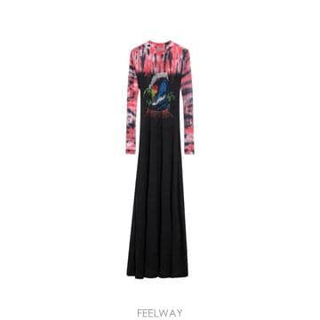 26 FW 발렌시아가 타이다이 그래픽 프린트 맥시 드레스 A00178TUVP8 TP459627065