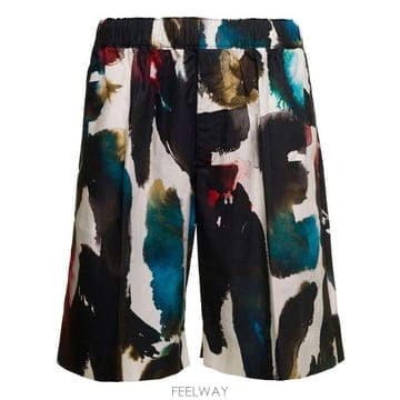 (해외배송) Alexander McQueen Alexander McQueen 워터컬러 그래피티 프린트 쇼츠