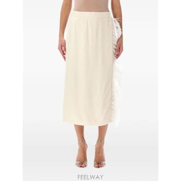 Alberta Ferretti 26 FW �˺���Ÿ�䷹Ƽ feather trim wrap midi skirt 2MA01115127 TP45926 FW �˺���Ÿ�䷹Ƽ feather trim wrap midi skirt 2MA0